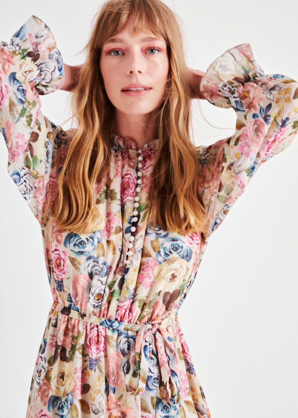 Flower Pattern Chiffon Dress
