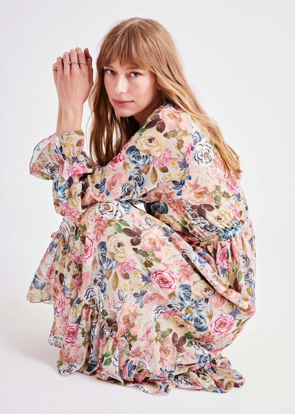 Flower Pattern Chiffon Dress
