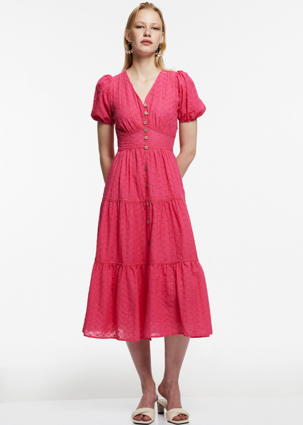 Stripe Lace Detailed Scalloped Dress Stripe Lace Detailed Scalloped Dress