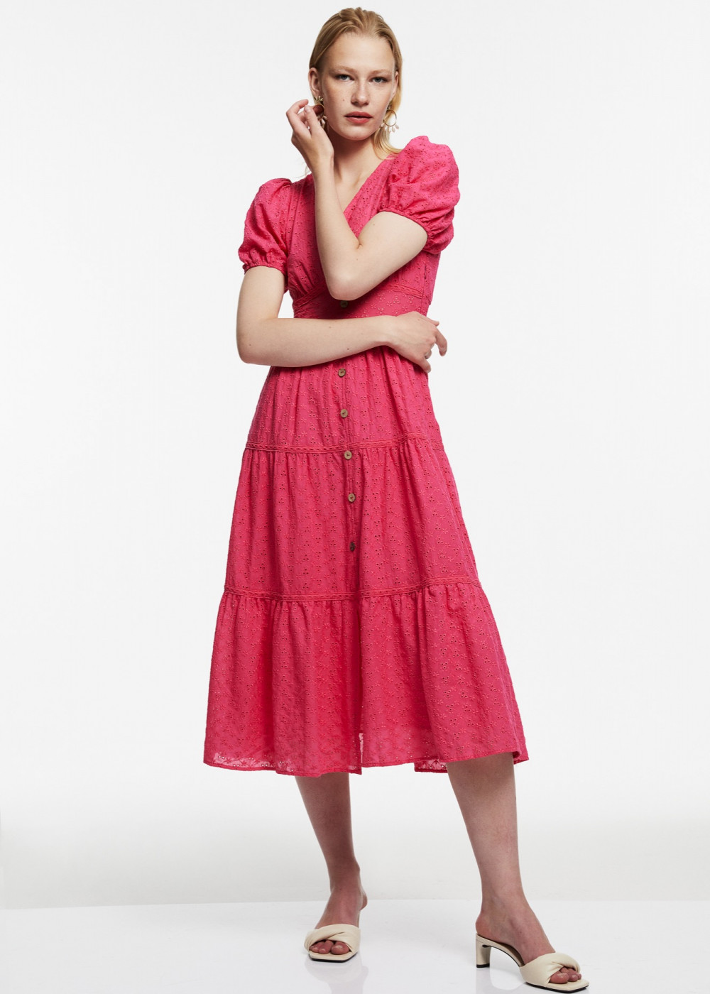 Stripe Lace Detailed Scalloped Dress Stripe Lace Detailed Scalloped Dress