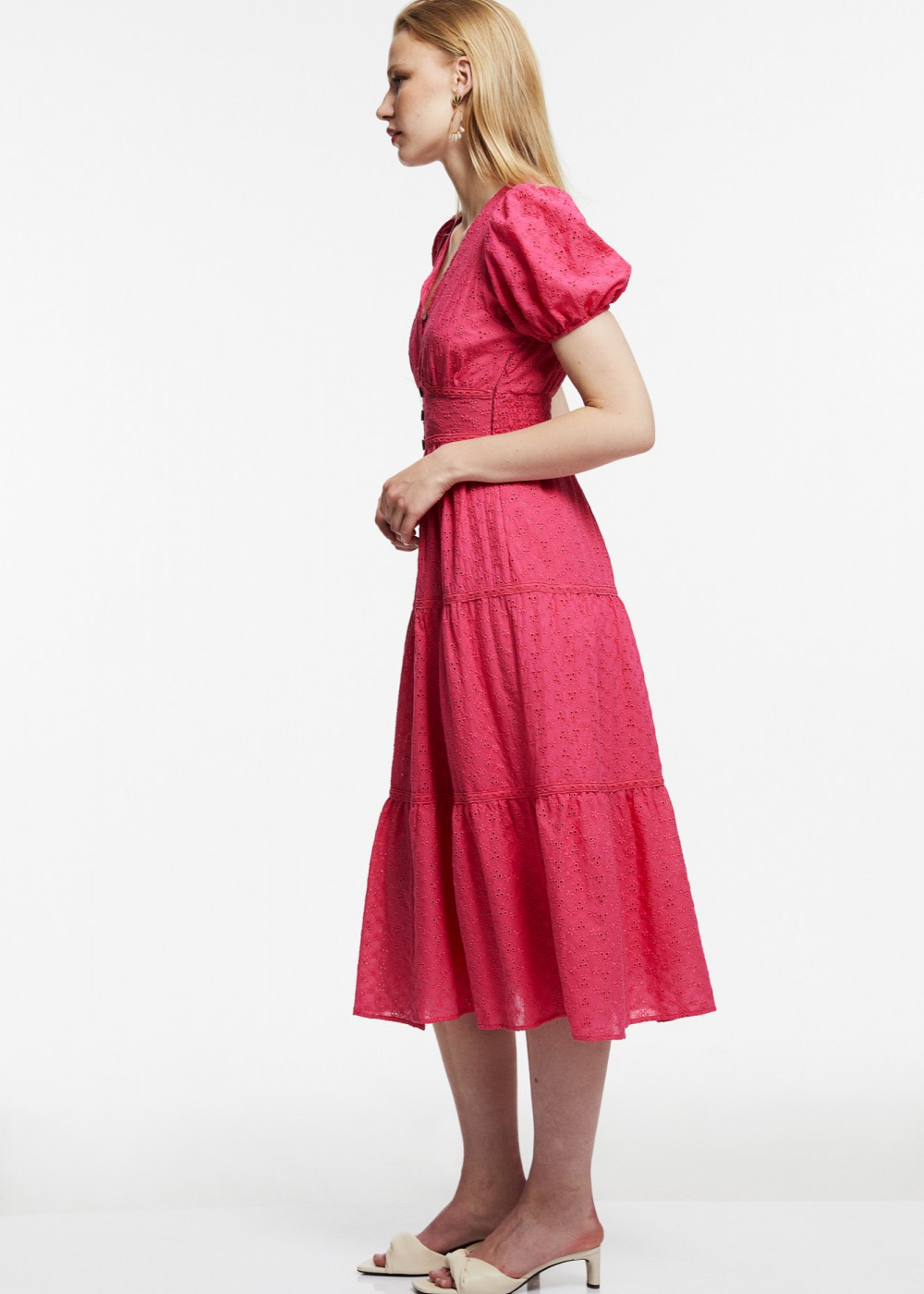 Stripe Lace Detailed Scalloped Dress Stripe Lace Detailed Scalloped Dress