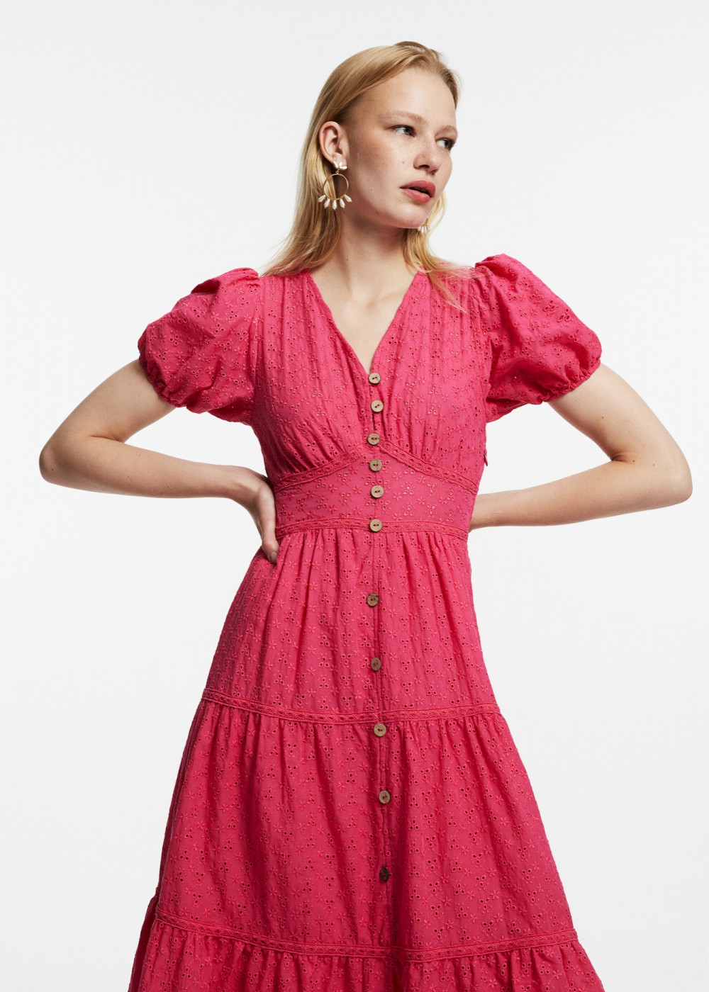 Stripe Lace Detailed Scalloped Dress Stripe Lace Detailed Scalloped Dress