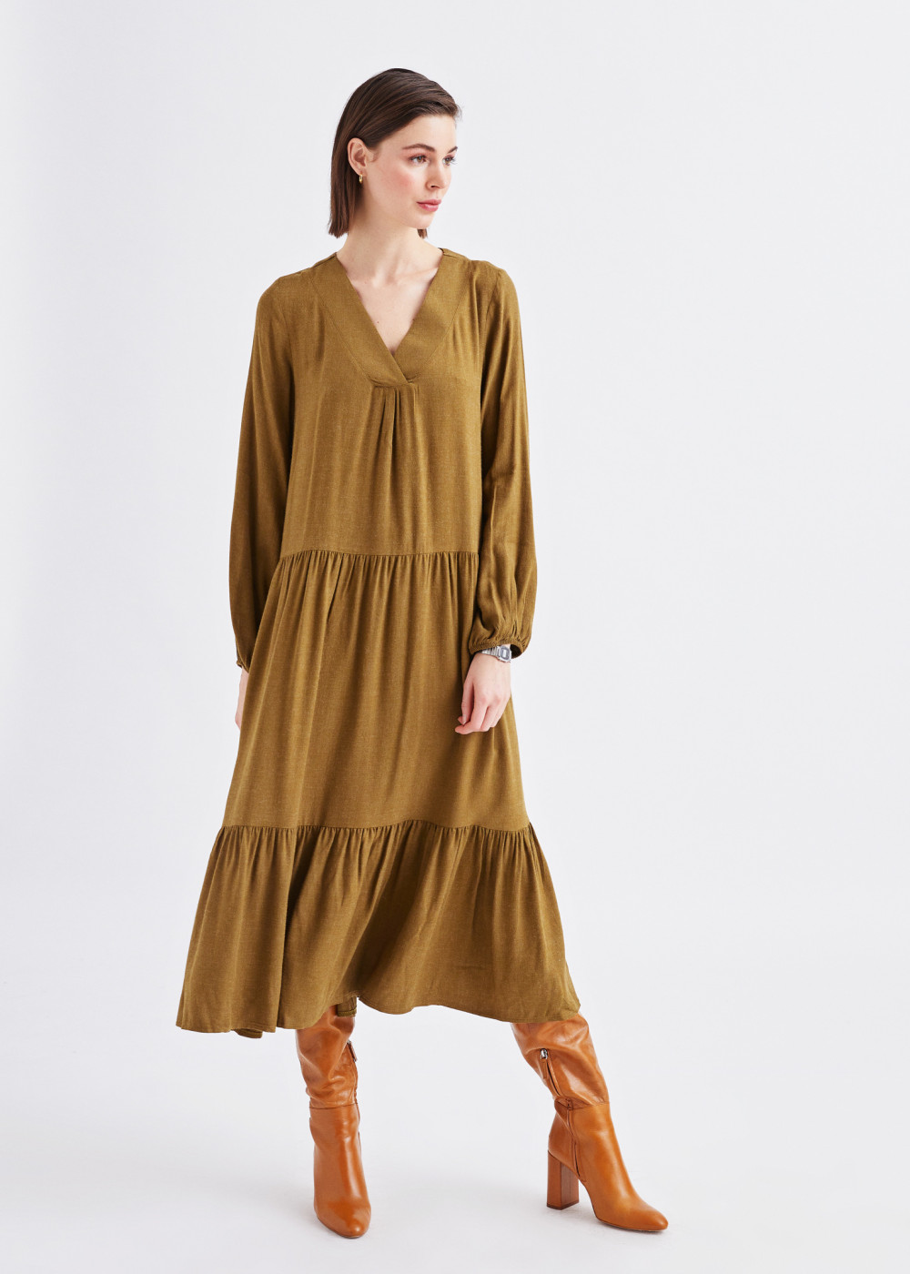 V-Neck Wool Dress V-Neck Wool Dress