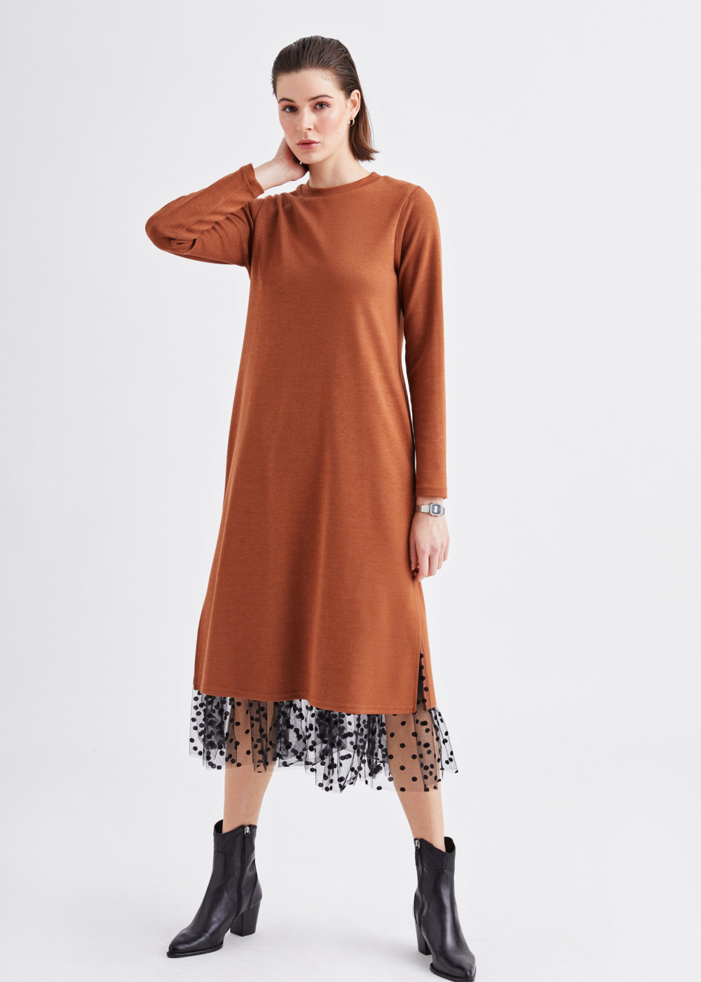 Tobacco Detailed Dress Tobacco Detailed Dress