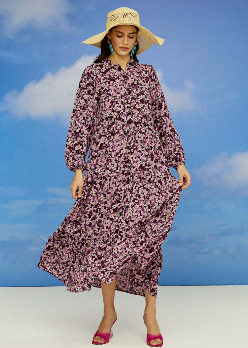 Floral Pattern Midi Dress