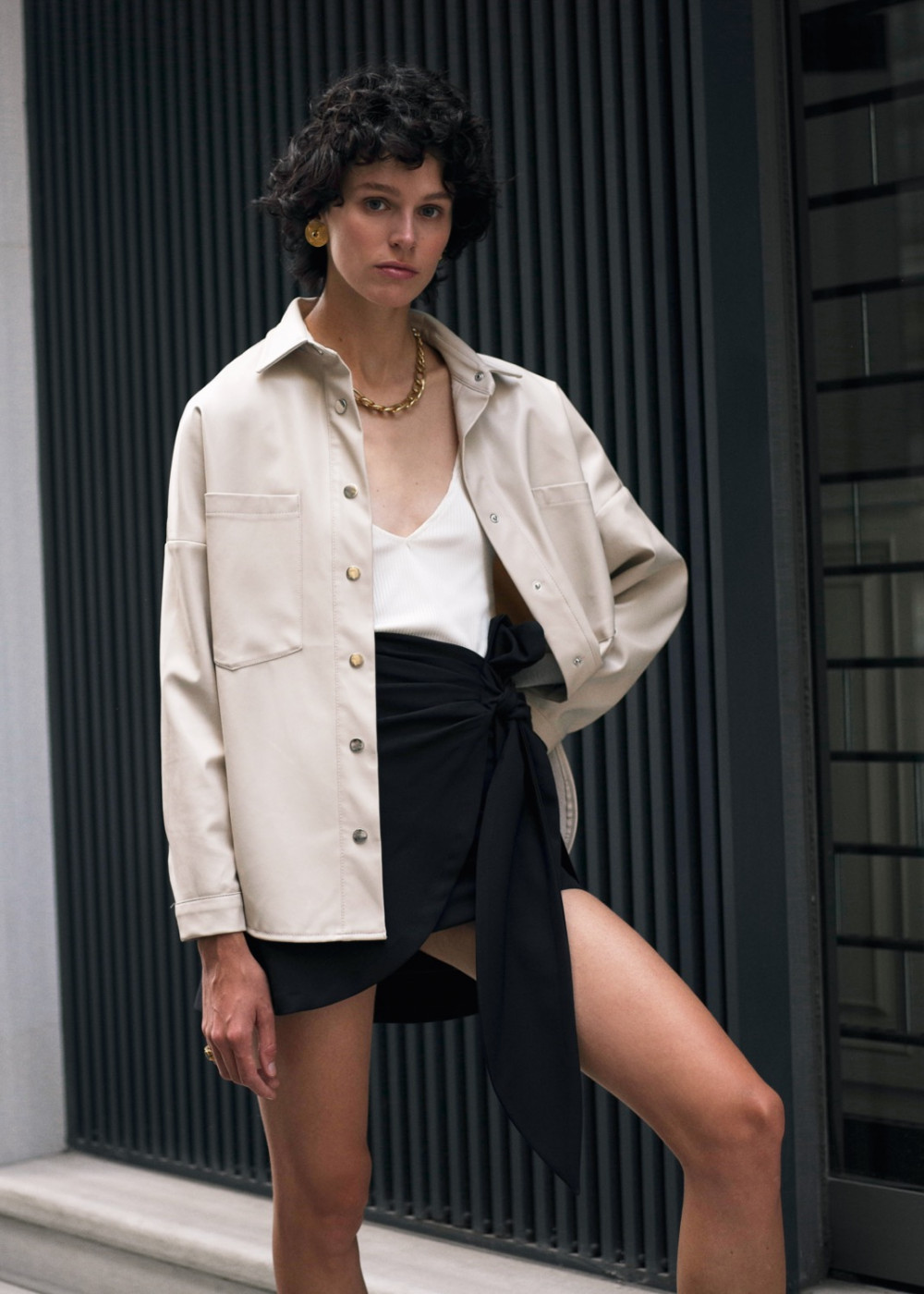 Pocket Oversized Leather Shirt Pocket Oversized Leather Shirt