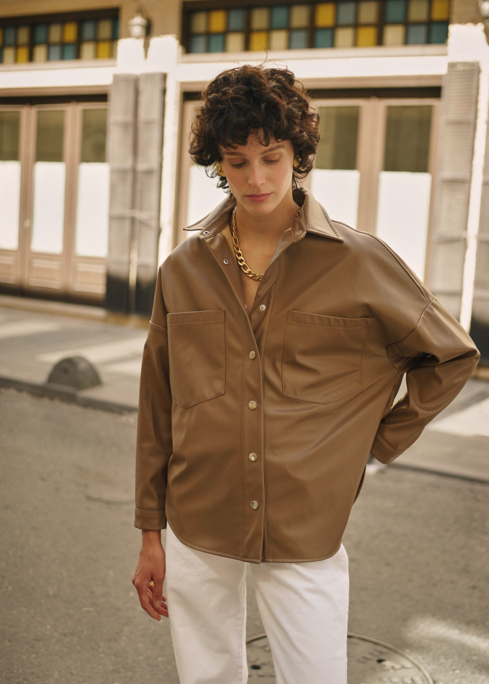 Pocket Oversized Leather Shirt Pocket Oversized Leather Shirt