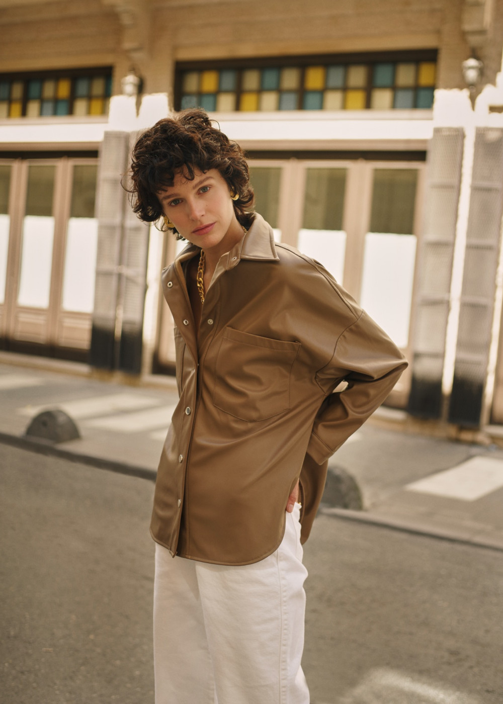 Pocket Oversized Leather Shirt Pocket Oversized Leather Shirt