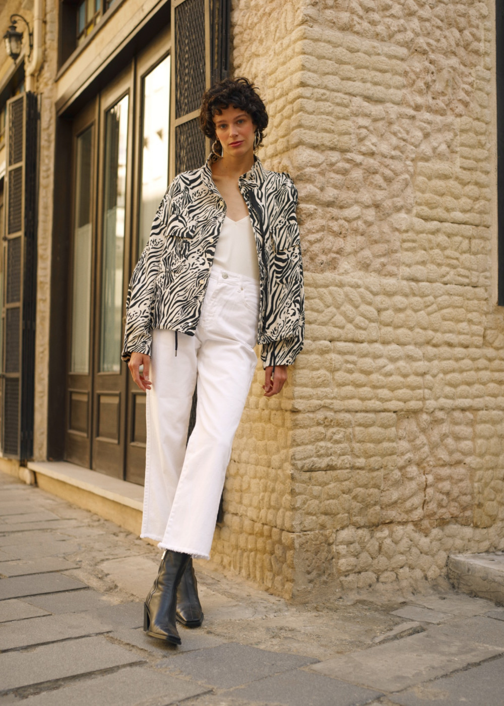 Zebra Desen Bomber Ceket Zebra Desen Bomber Ceket