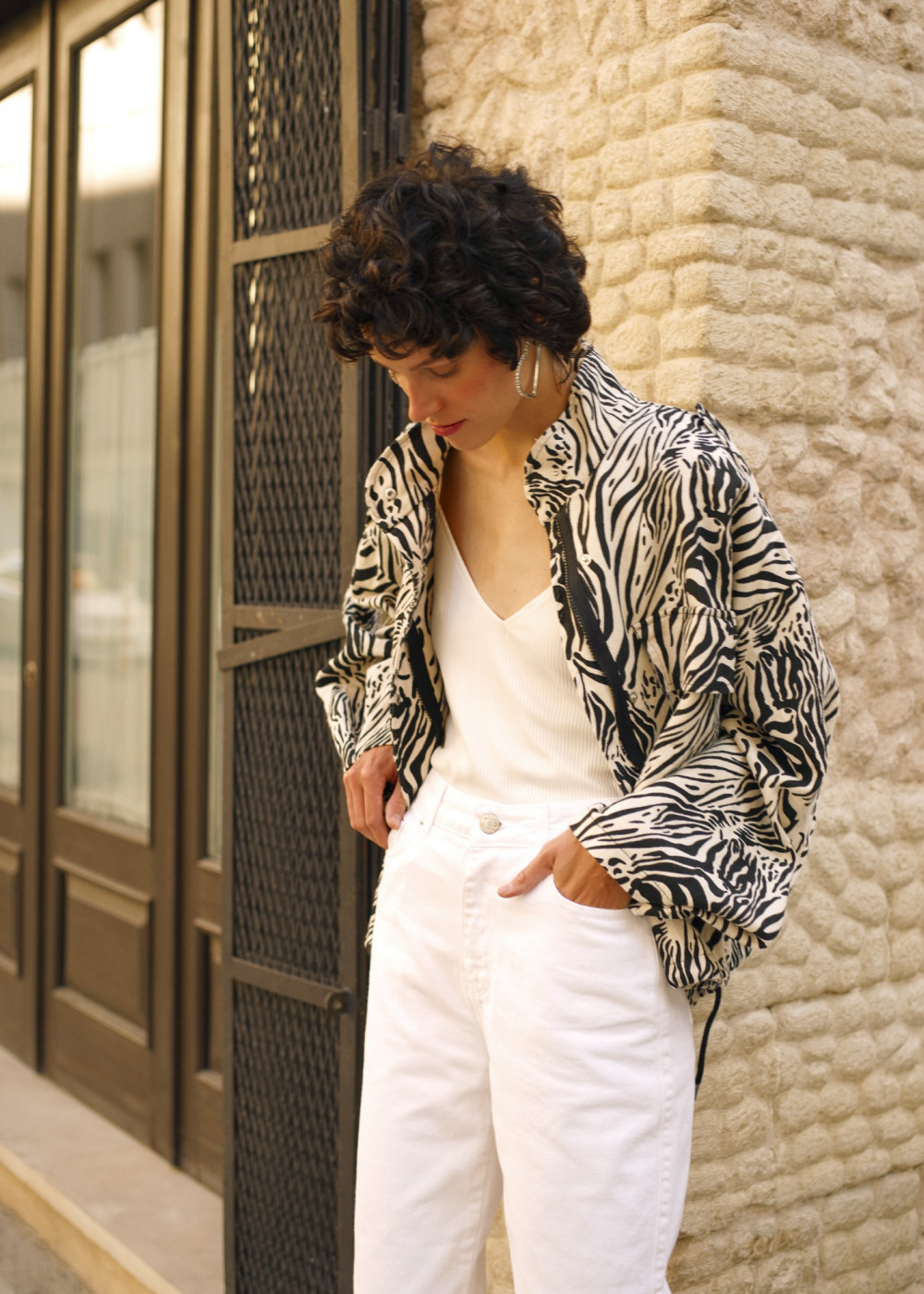 Zebra Desen Bomber Ceket Zebra Desen Bomber Ceket