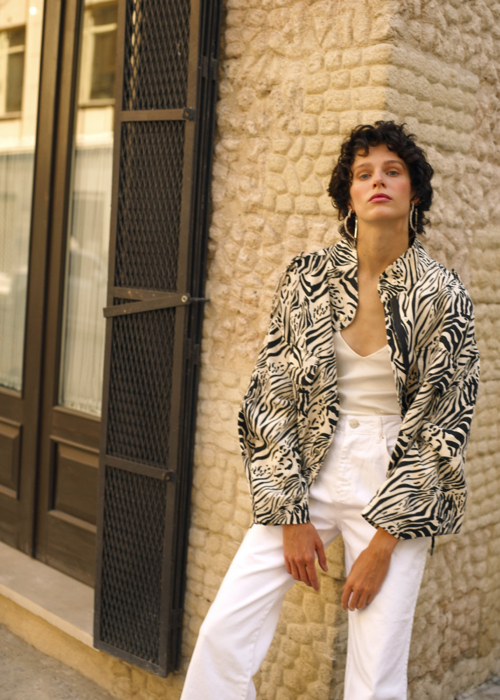 Zebra Desen Bomber Ceket Zebra Desen Bomber Ceket