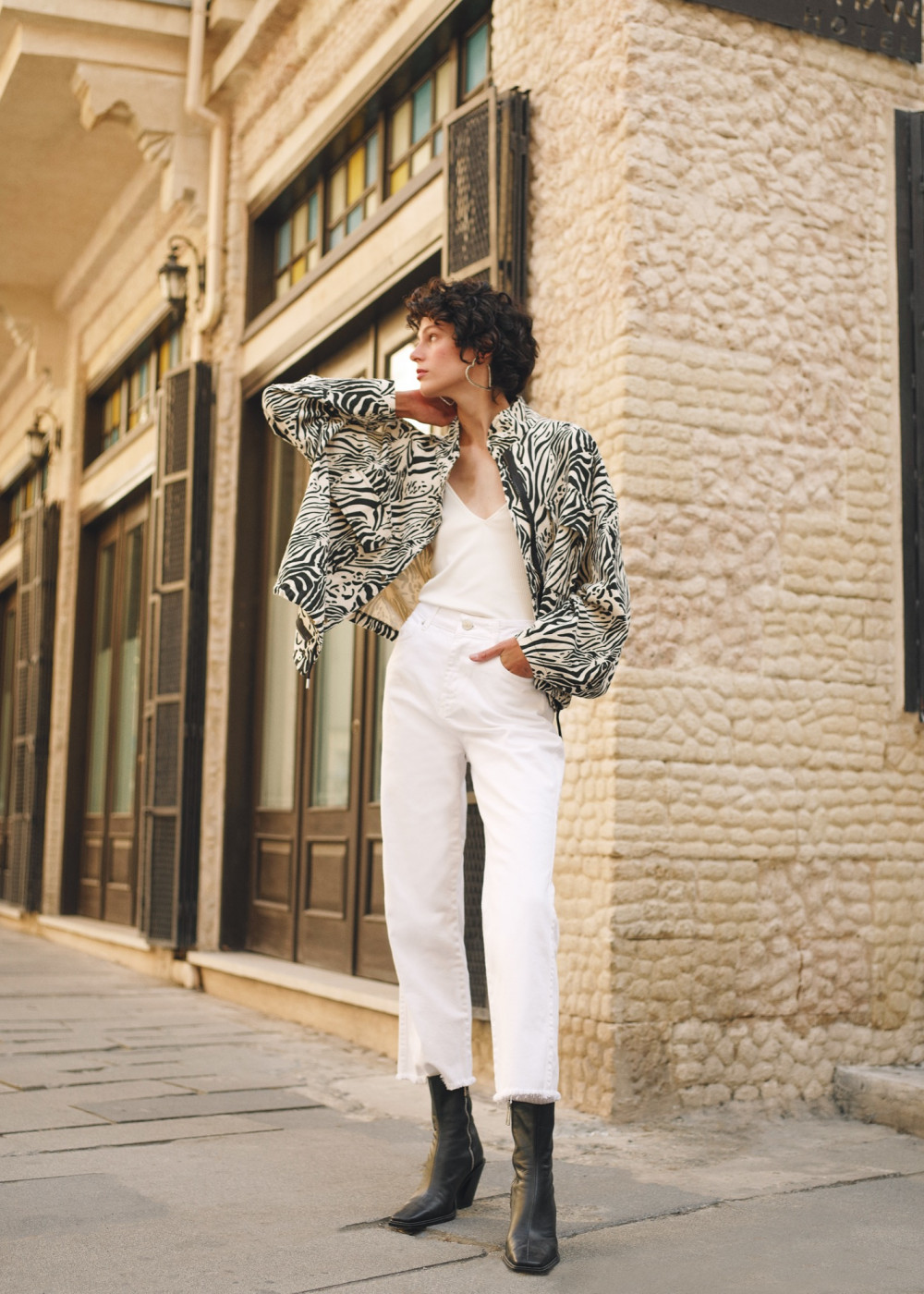Zebra Desen Bomber Ceket Zebra Desen Bomber Ceket