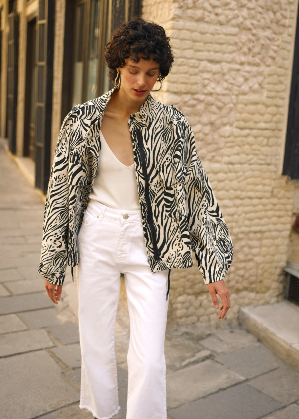 Zebra Desen Bomber Ceket Zebra Desen Bomber Ceket