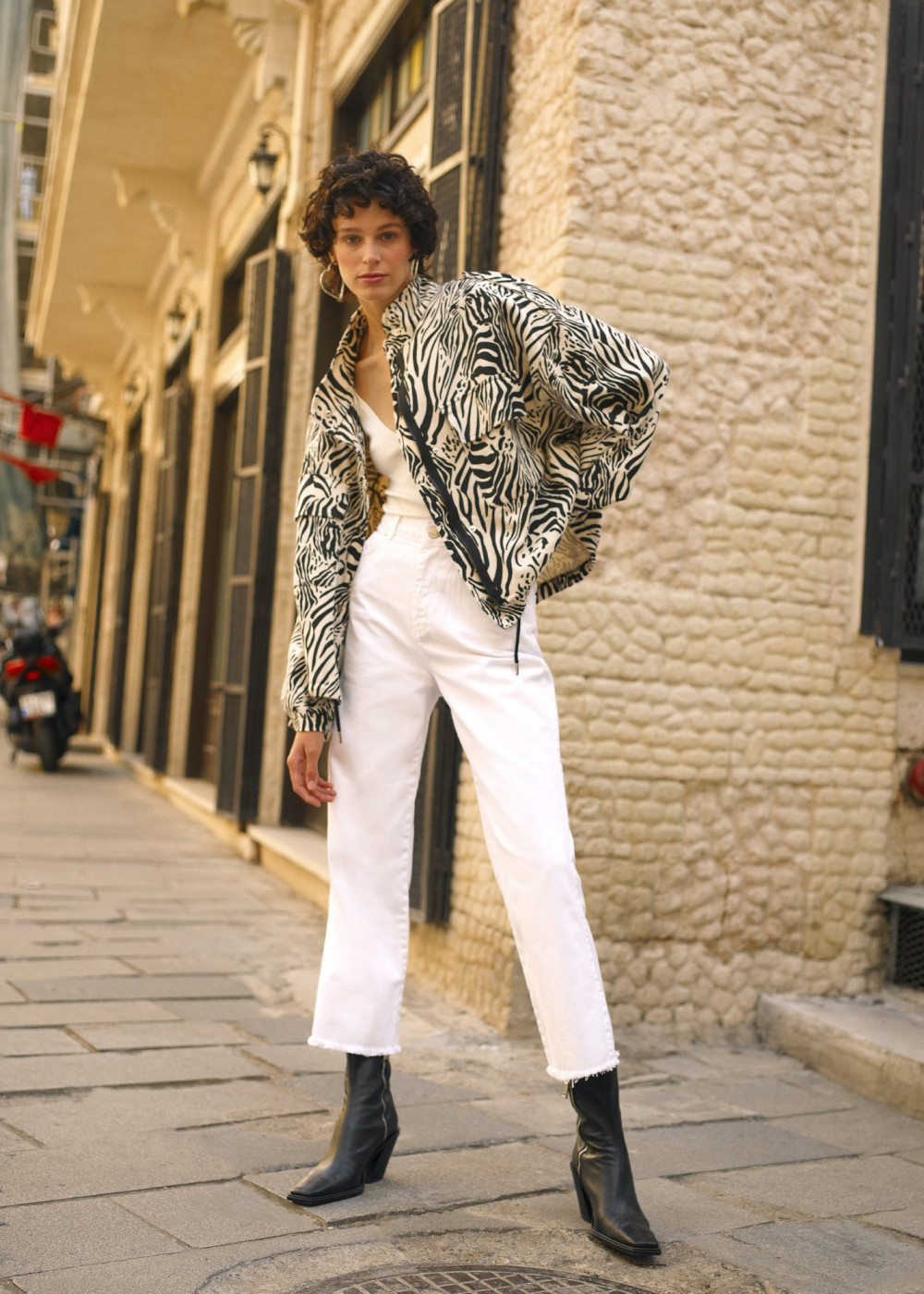 Zebra Desen Bomber Ceket Zebra Desen Bomber Ceket