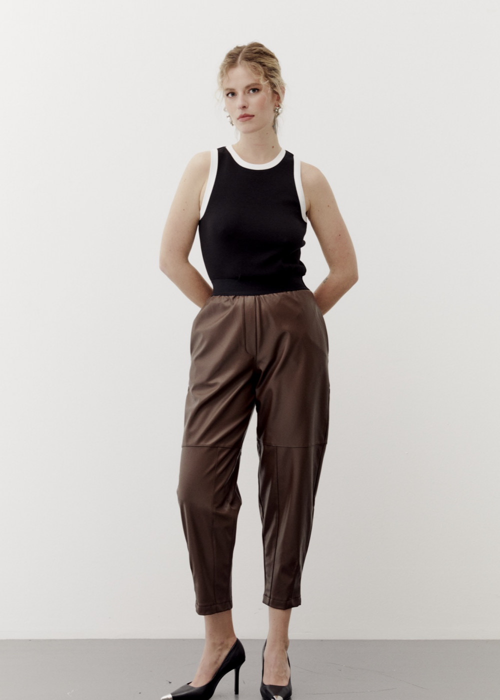 Leather Baggy Pants With Elements