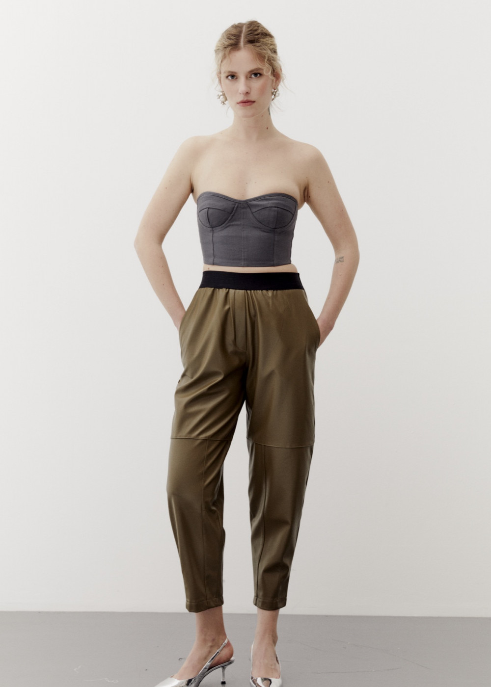Leather Baggy Pants With Elements
