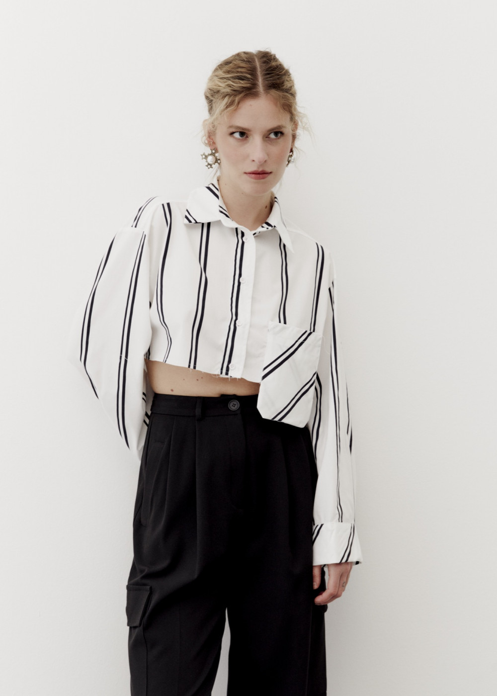 Striped Crop Shirt Striped Crop Shirt