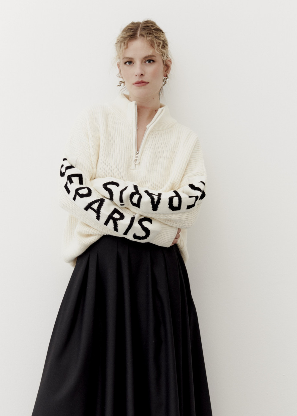 Knitwear Sweater With Sleeve Slogan Knitwear Sweater With Sleeve Slogan