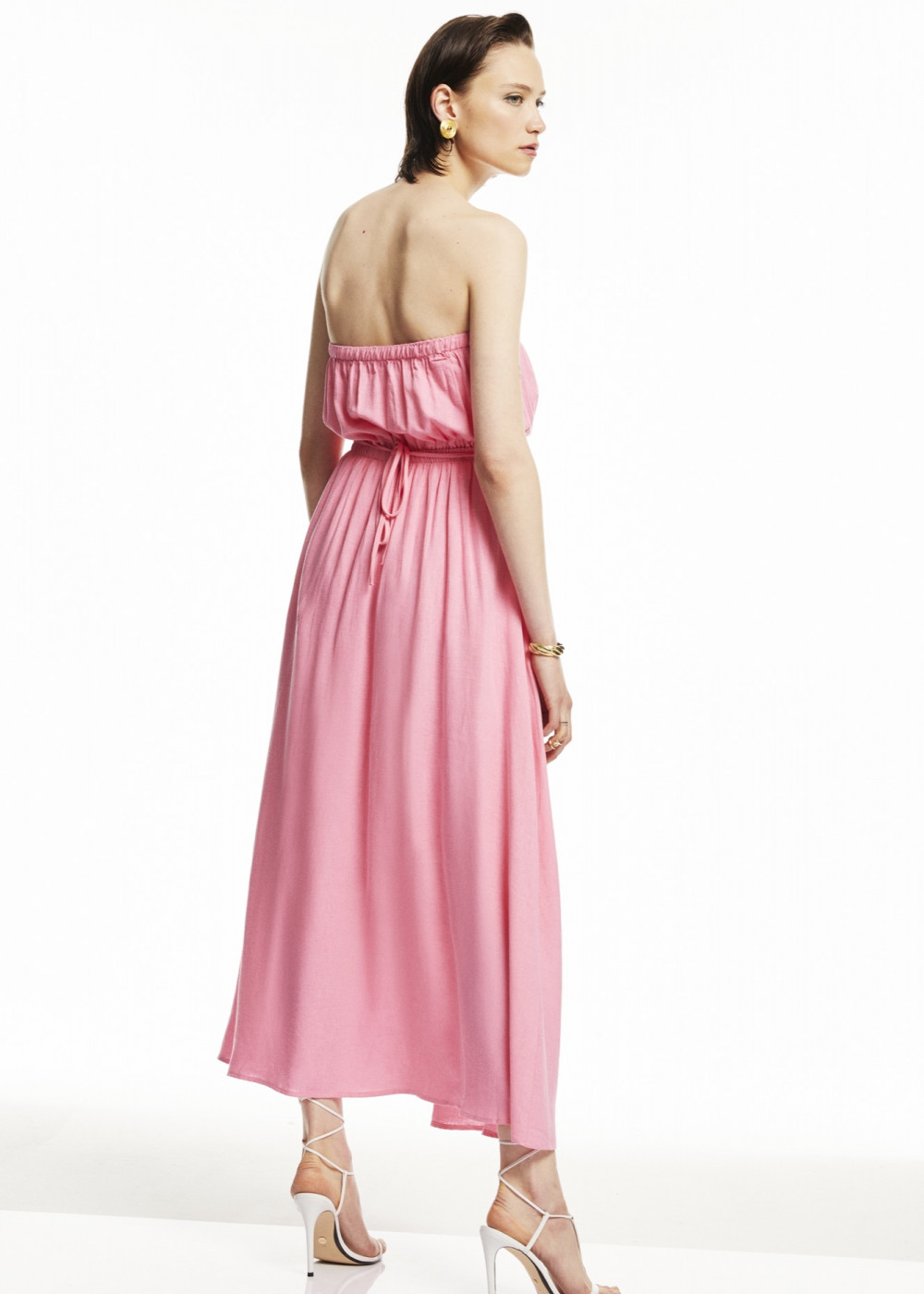 Strapless Midi Lenght Linen Dress