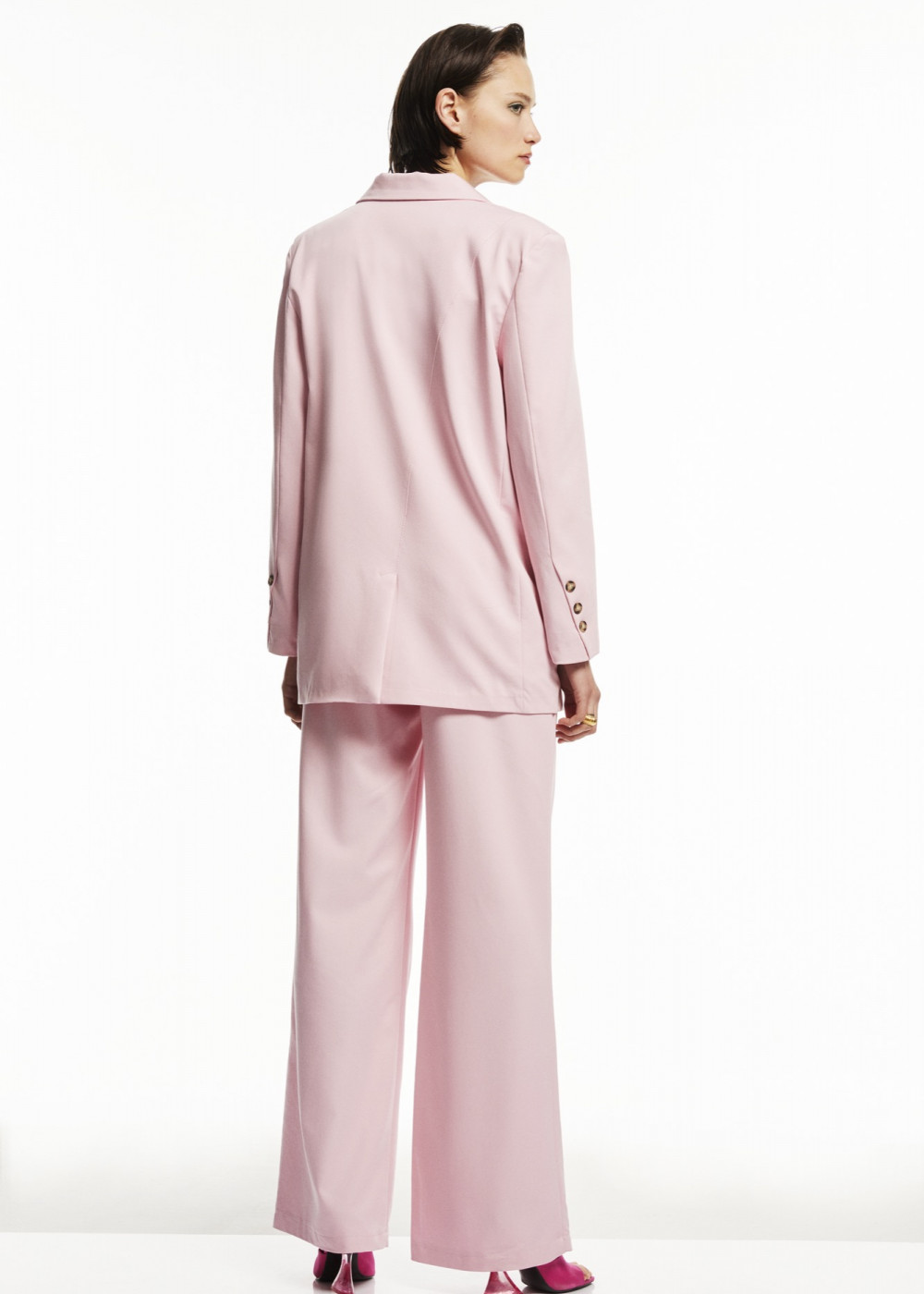 Detailed Jacket With Assymetric Cut - Palazzo Pants Detailed Jacket With Assymetric Cut - Palazzo Pants