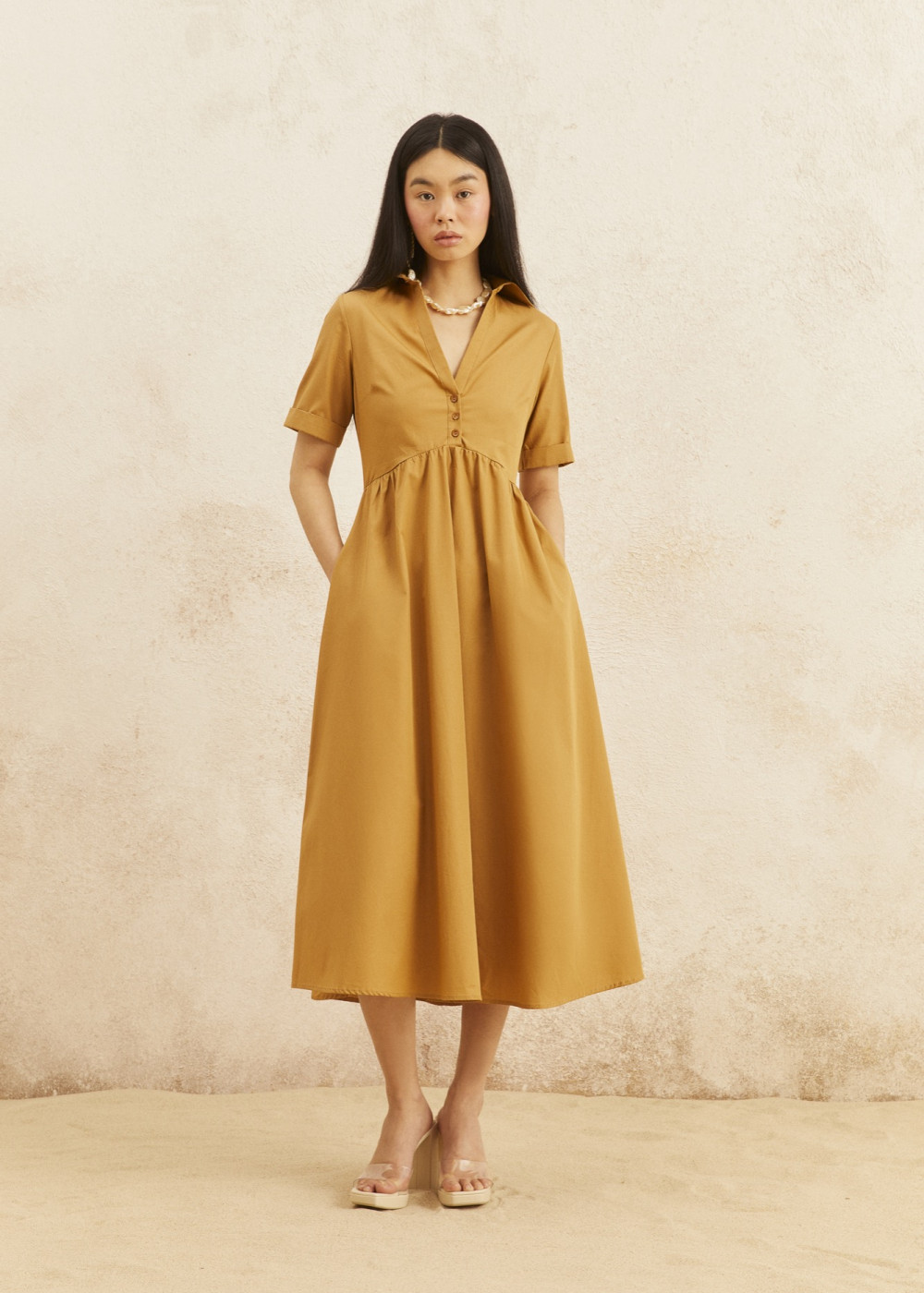 Midi Size Shirt Dress Midi Size Shirt Dress