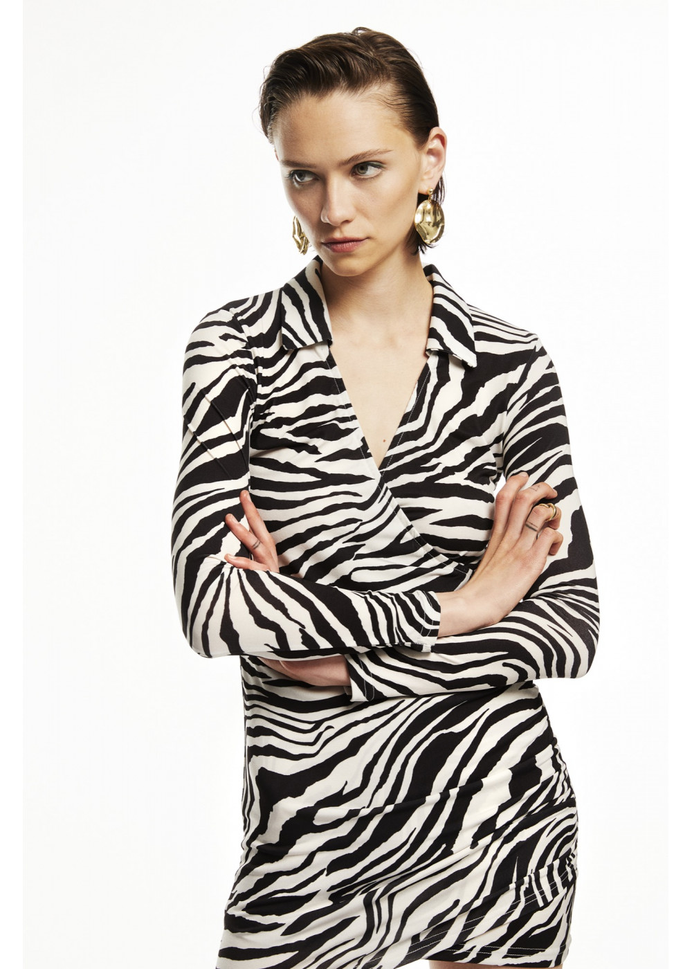 Zebra Print Draped Dress