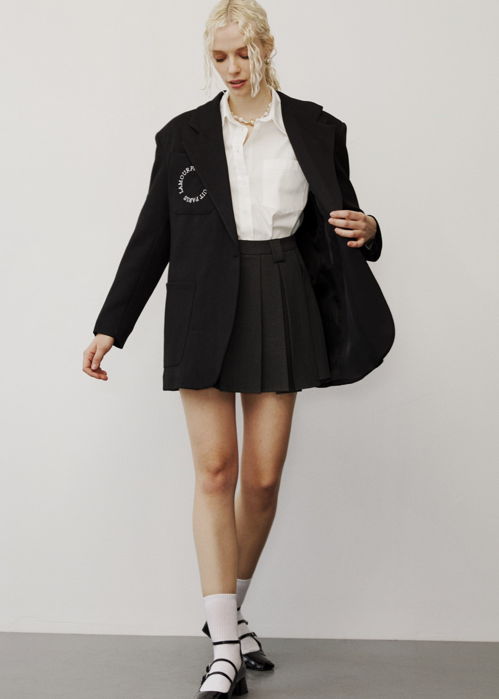 Pocket Embroidered Oversize Blazer Pocket Embroidered Oversize Blazer