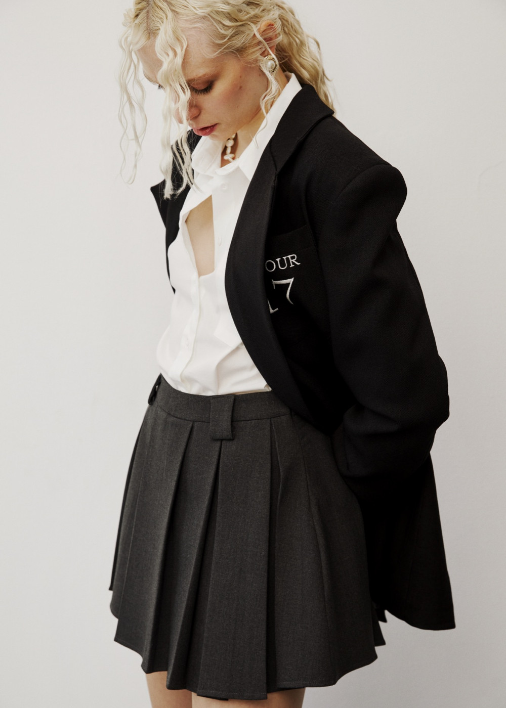 Pocket Embroidered Oversize Blazer Pocket Embroidered Oversize Blazer