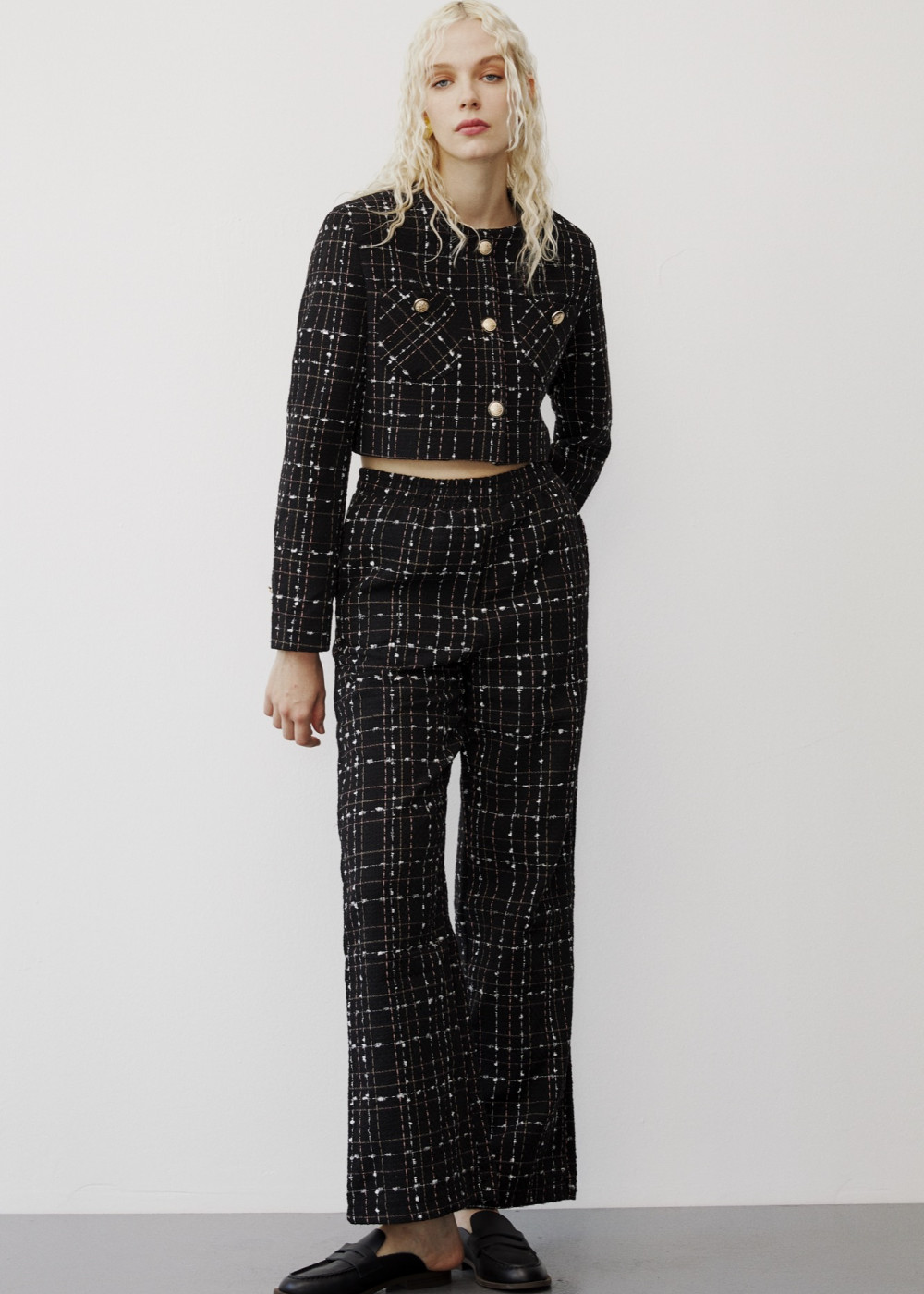 Chanel Crop Jacket - Plaid Pleated Trousers