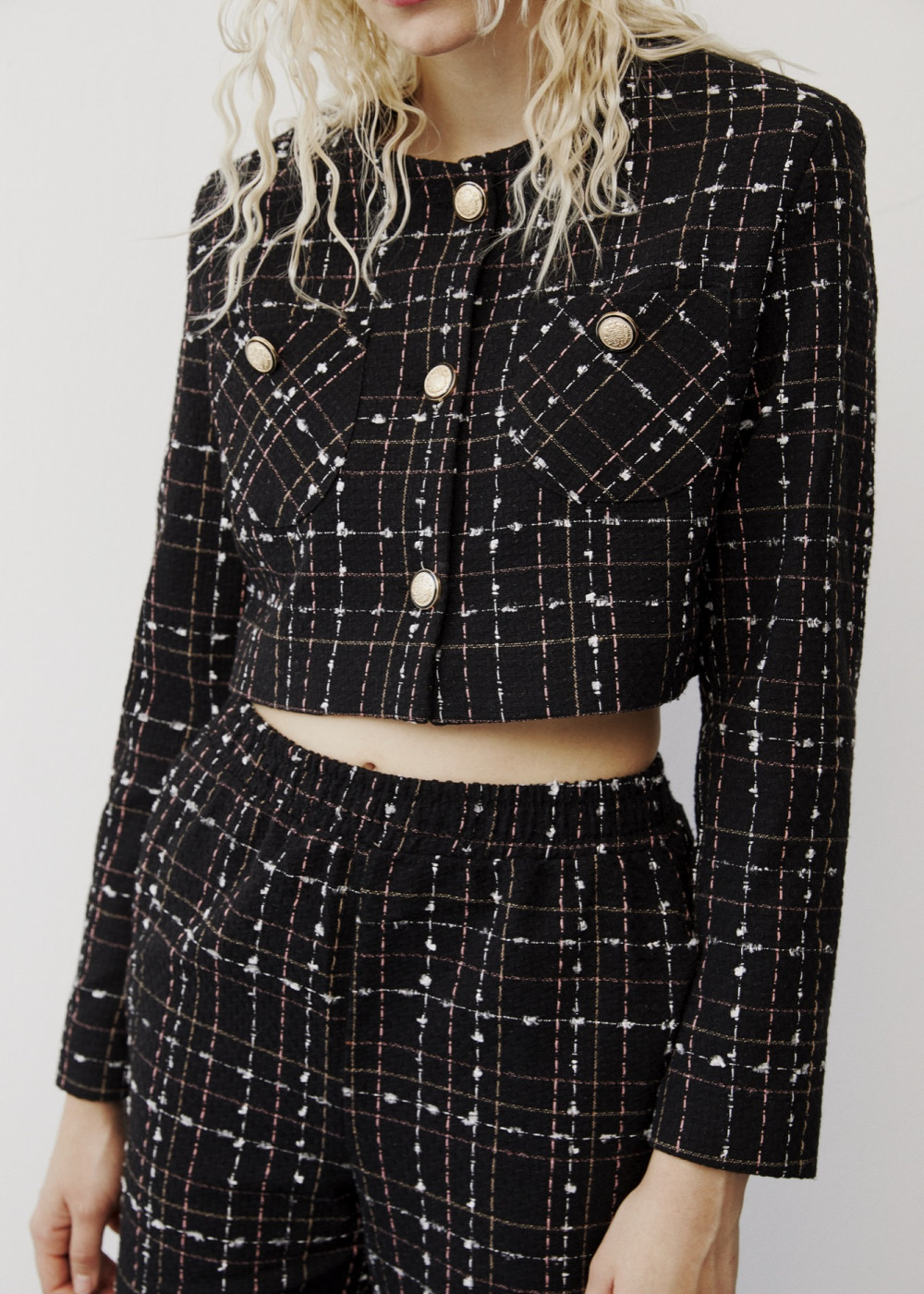 Chanel Crop Jacket - Plaid Pleated Trousers