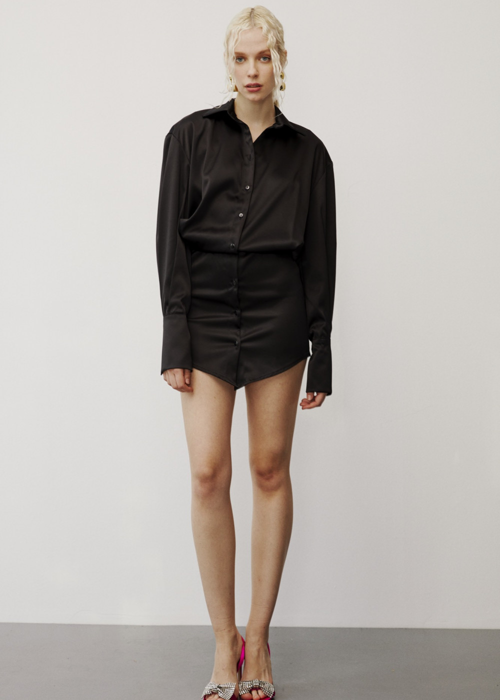 Satin Shirt Dress Satin Shirt Dress
