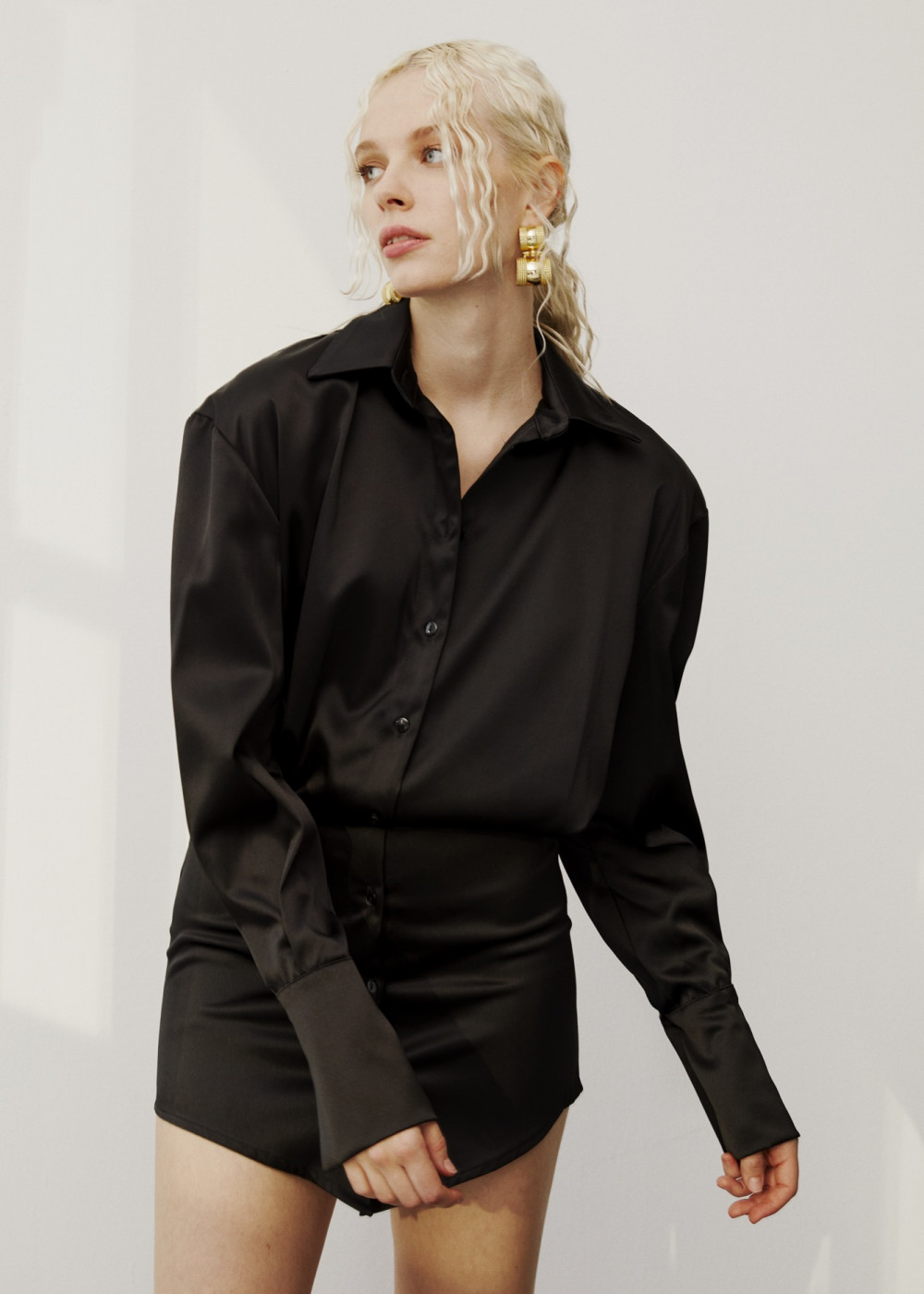 Satin Shirt Dress Satin Shirt Dress