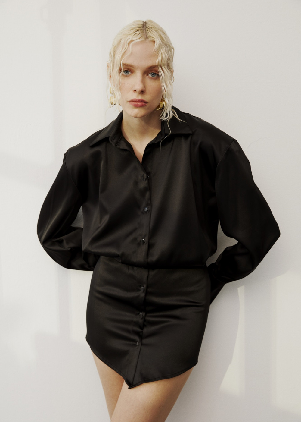 Satin Shirt Dress Satin Shirt Dress