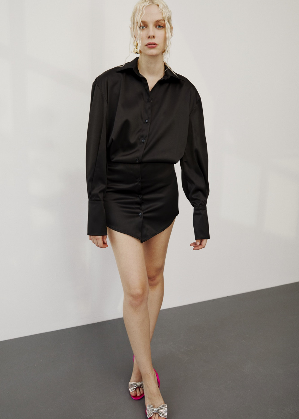Satin Shirt Dress Satin Shirt Dress