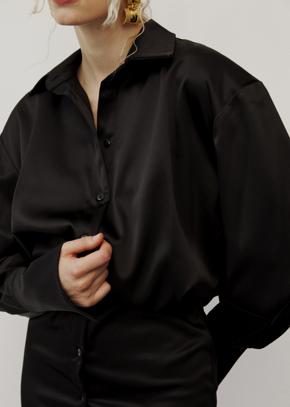Satin Shirt Dress Satin Shirt Dress
