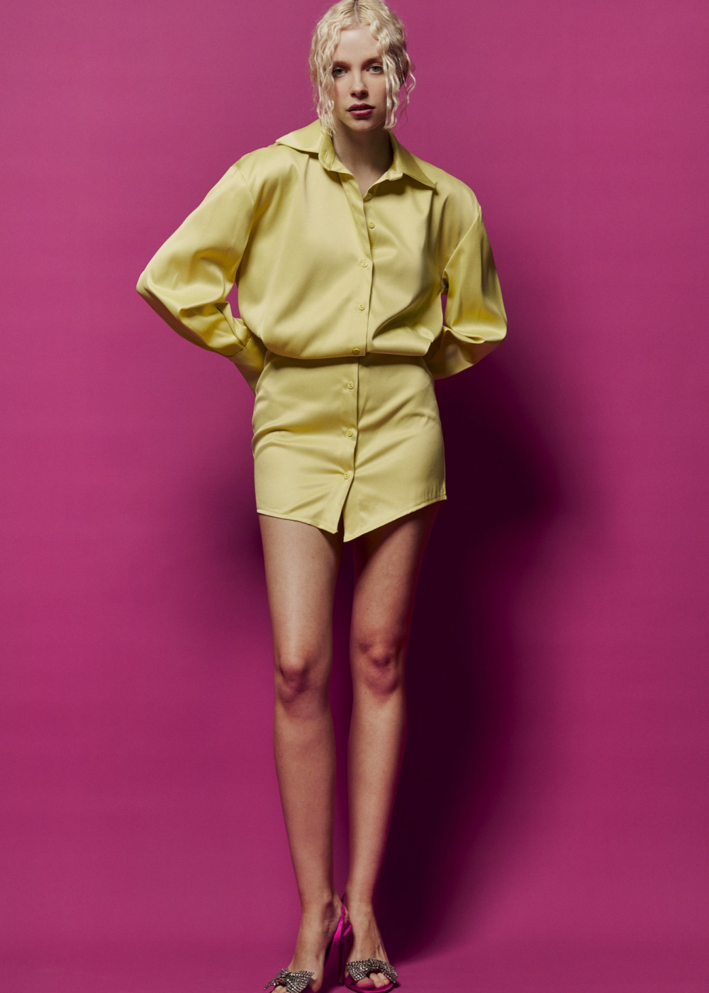 Satin Shirt Dress Satin Shirt Dress