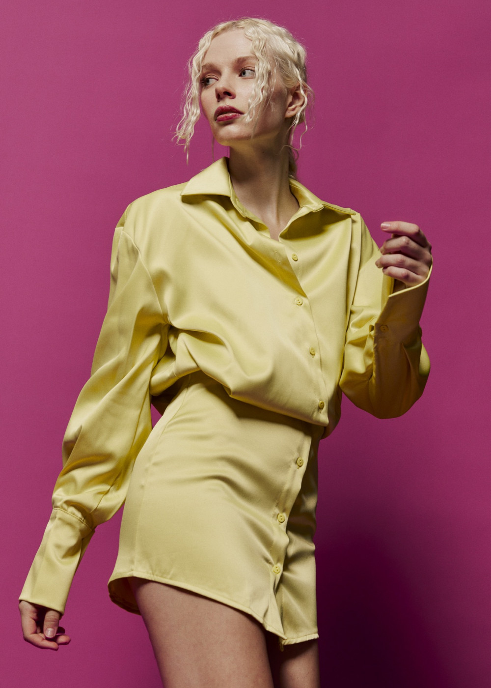 Satin Shirt Dress Satin Shirt Dress