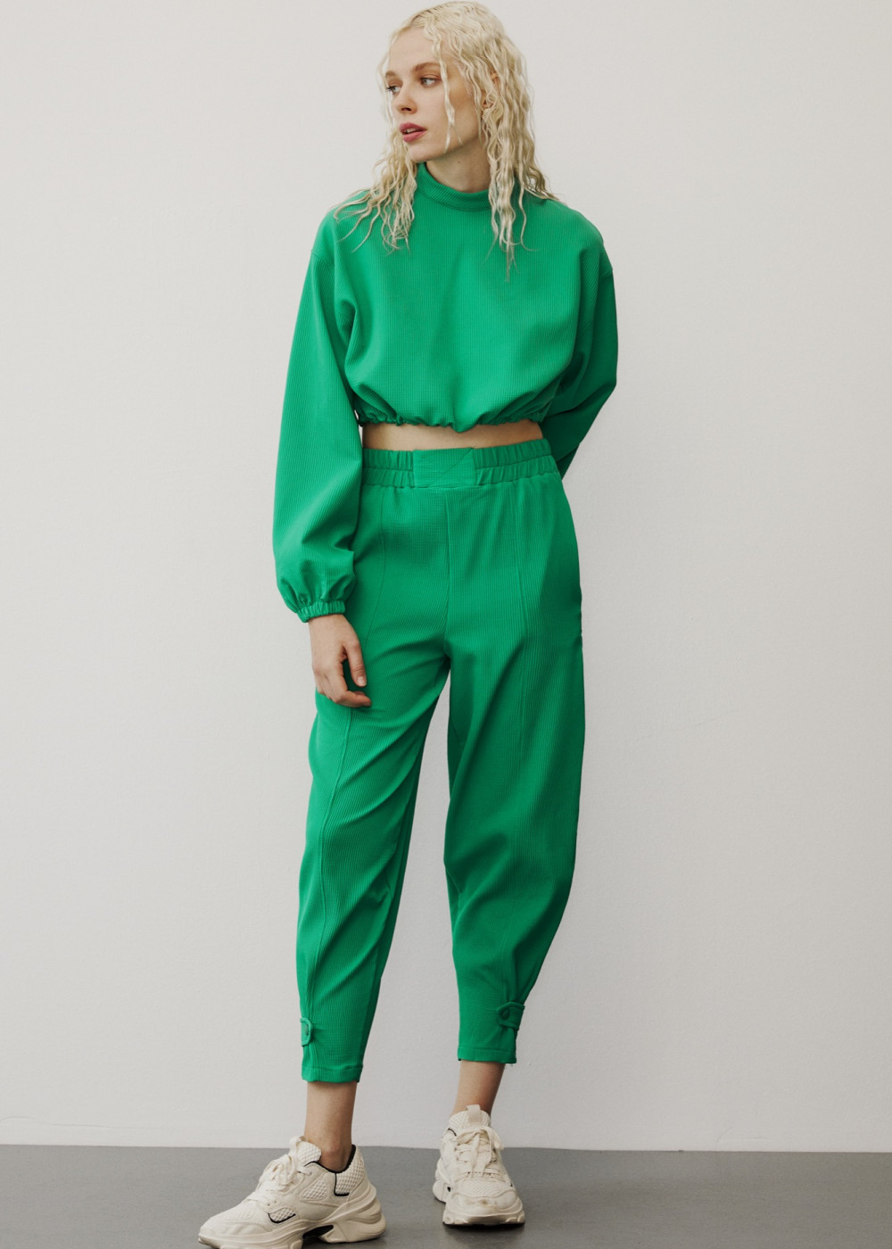 Crop With Tire Detailed Waist - Baggy Pants