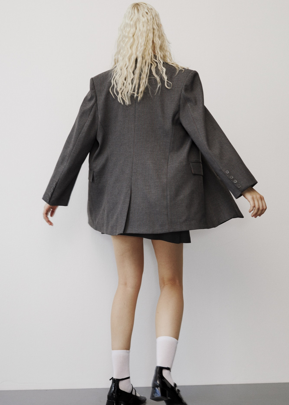 Striped Oversized Jacket - Envelope Mini Skirt