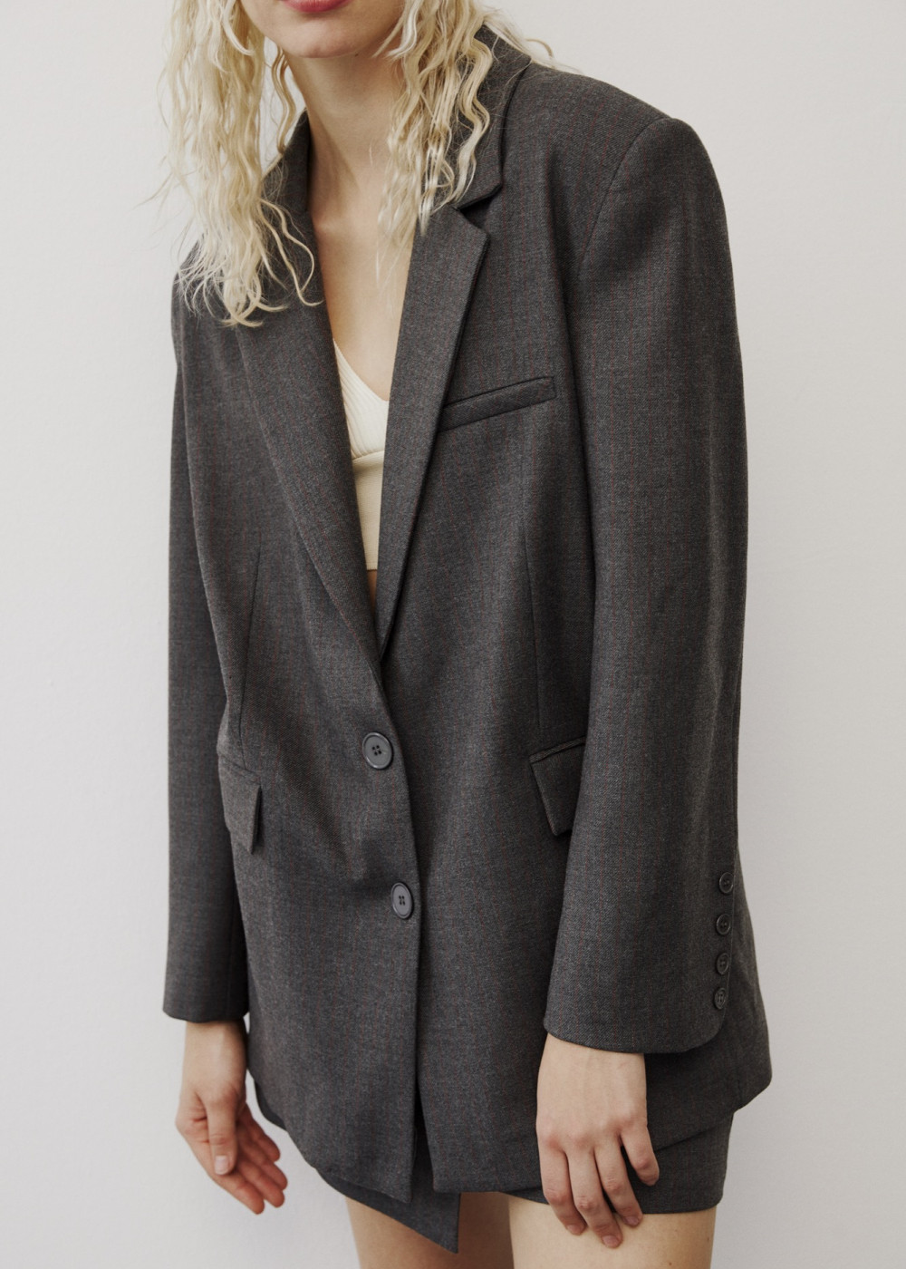 Striped Oversized Jacket - Envelope Mini Skirt Striped Oversized Jacket - Envelope Mini Skirt