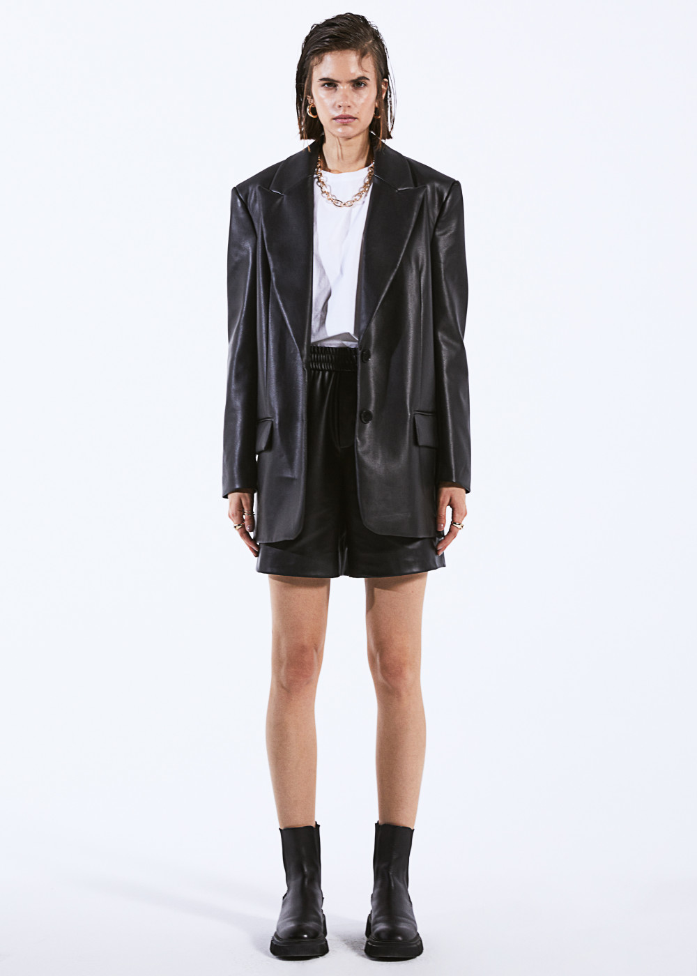 Oversize Deri Blazer 