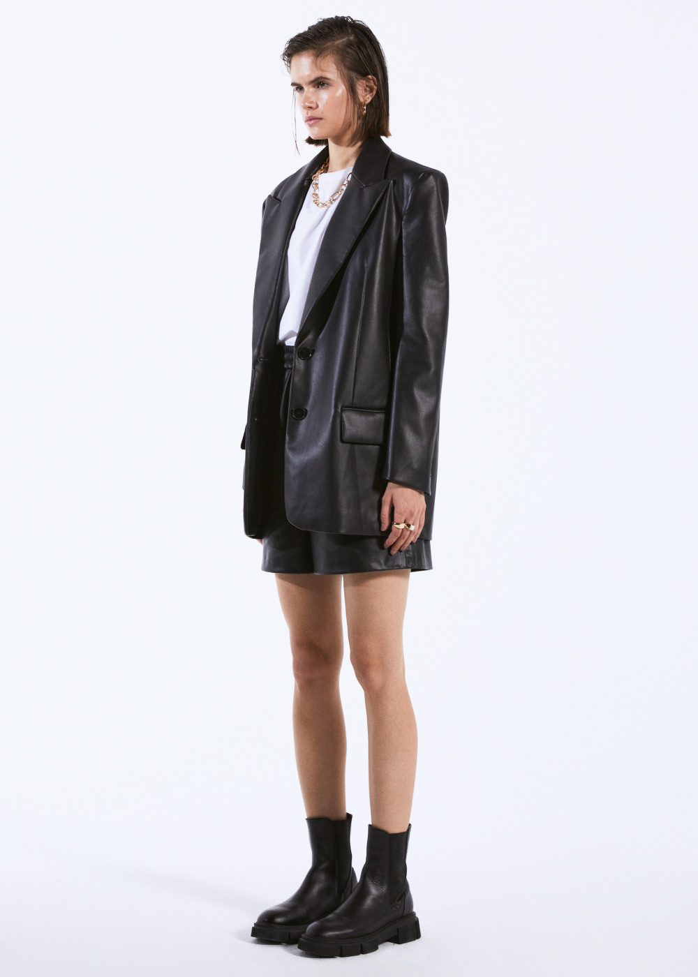 Oversize Deri Blazer 