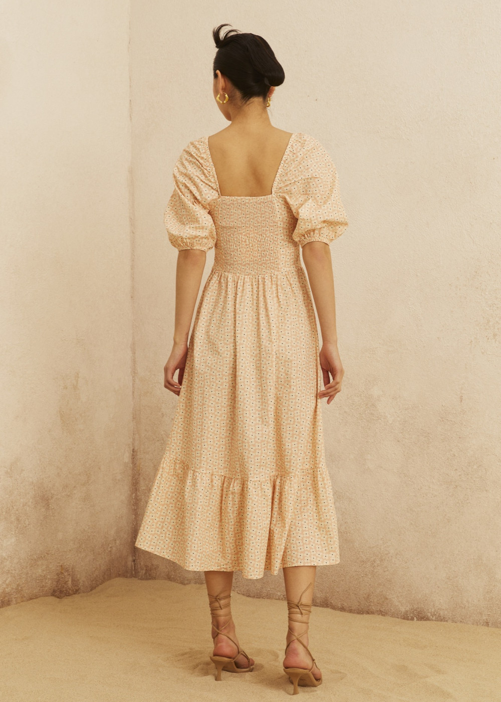 Balloon Sleeve Midi Length Dress Balloon Sleeve Midi Length Dress