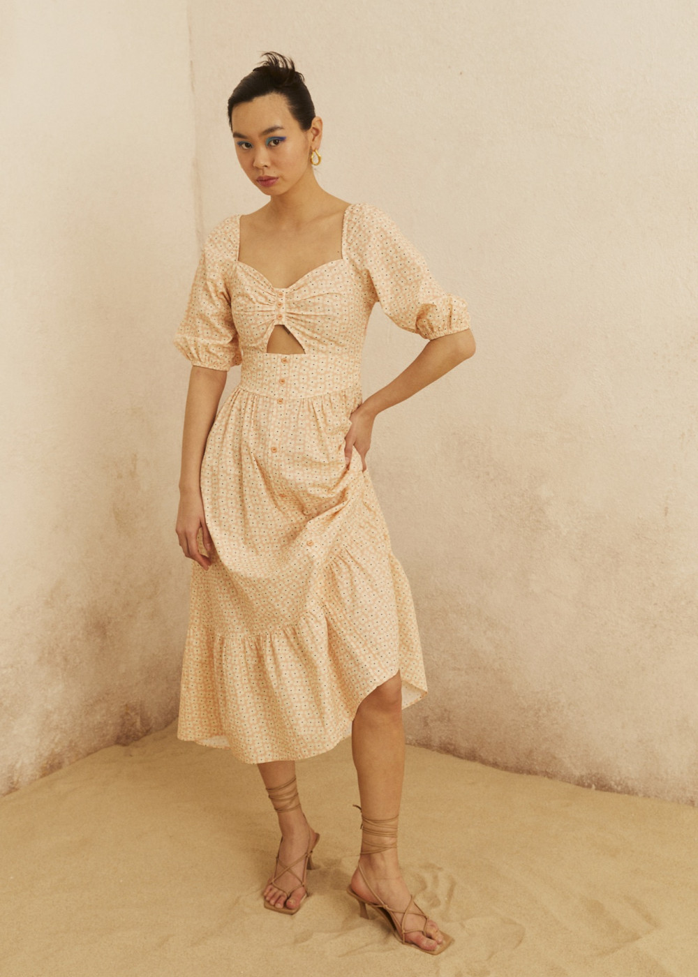 Balloon Sleeve Midi Length Dress Balloon Sleeve Midi Length Dress