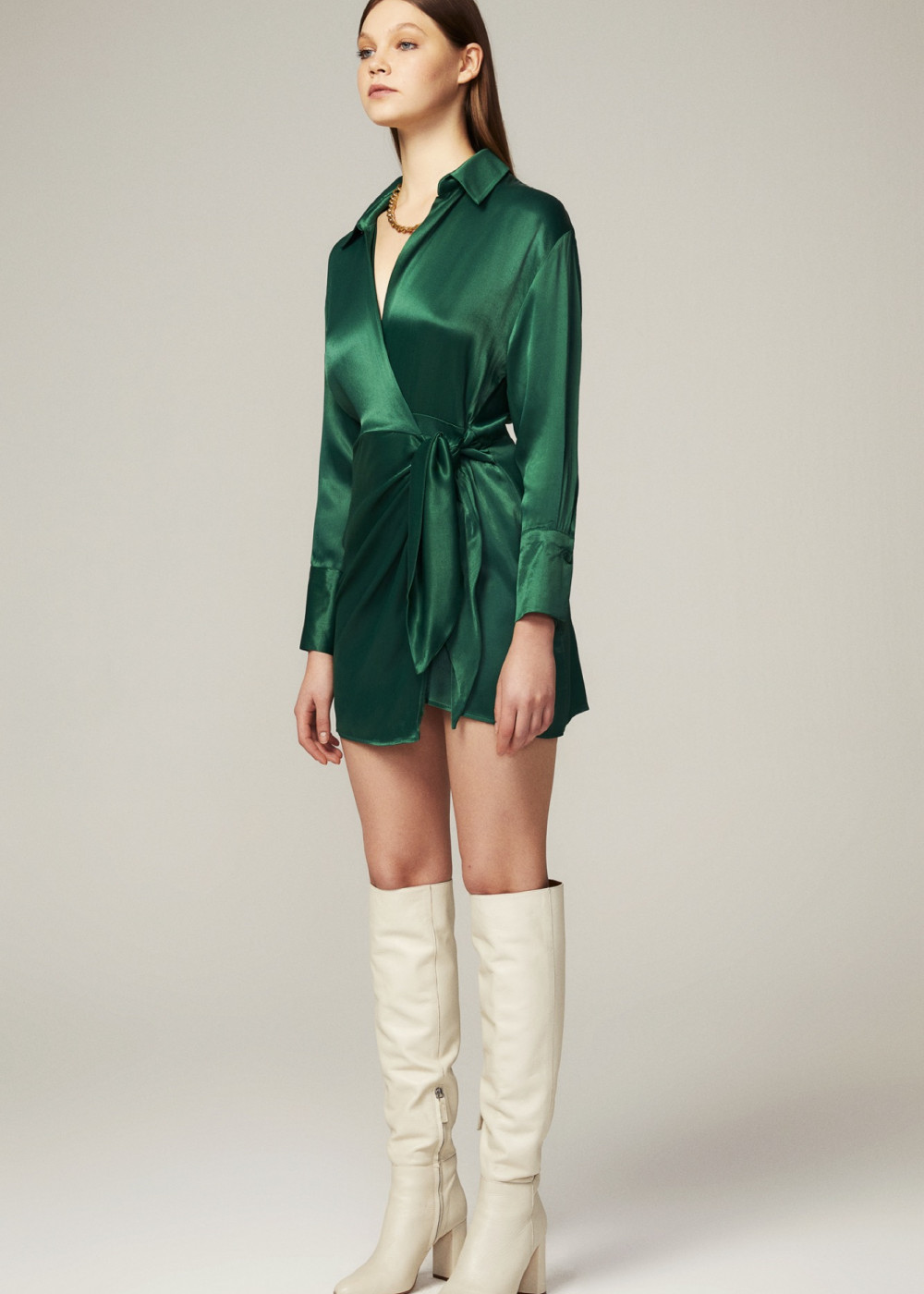 Satin Shirt Dress Satin Shirt Dress
