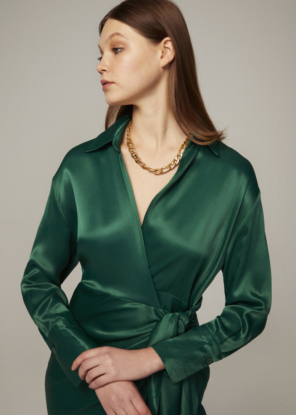 Satin Shirt Dress Satin Shirt Dress