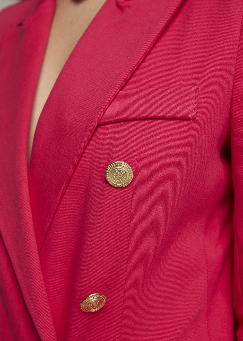 Button Detailed Blazer Jacket and Draped Skirt