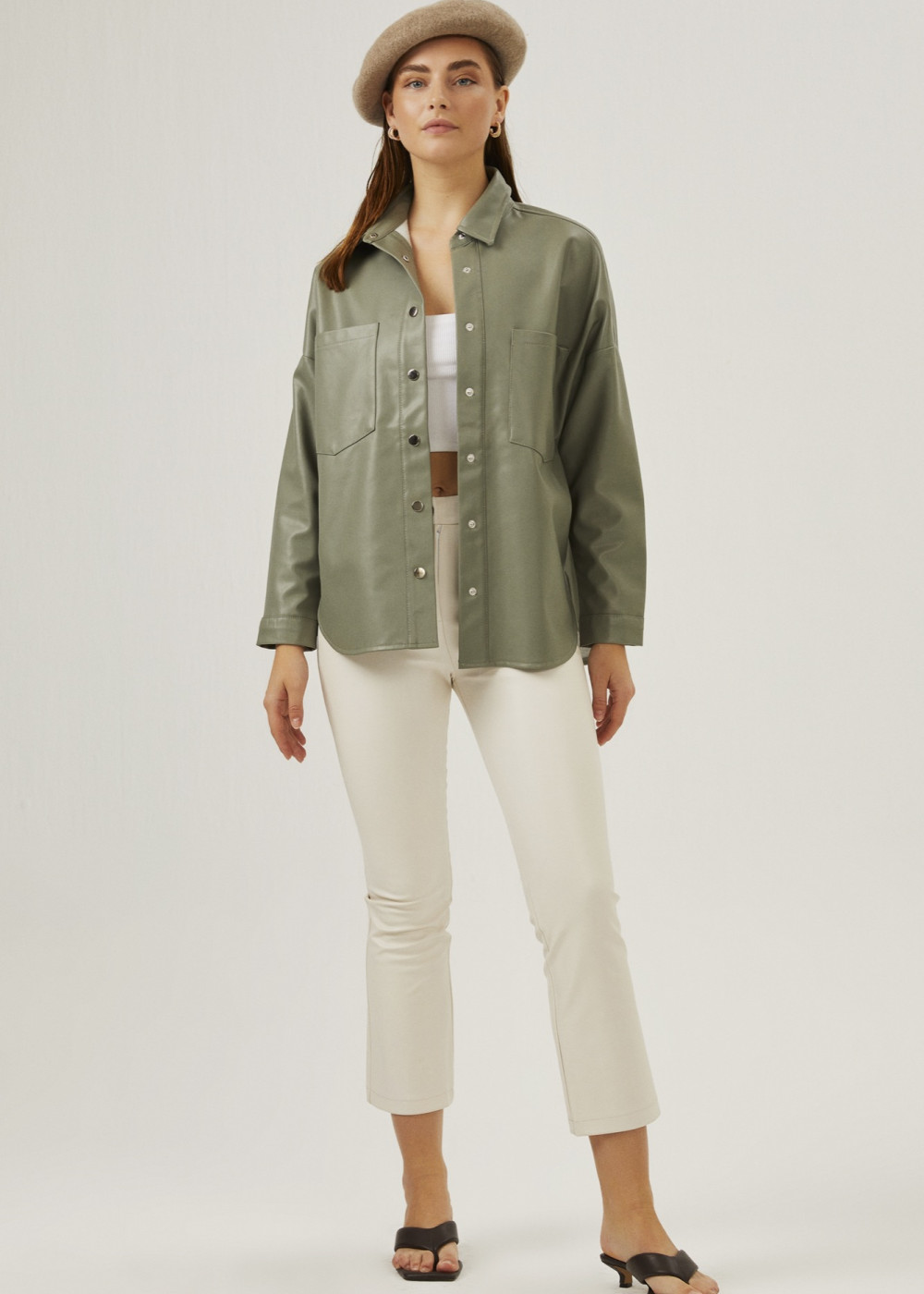 Pocket Oversized Leather Shirt Pocket Oversized Leather Shirt