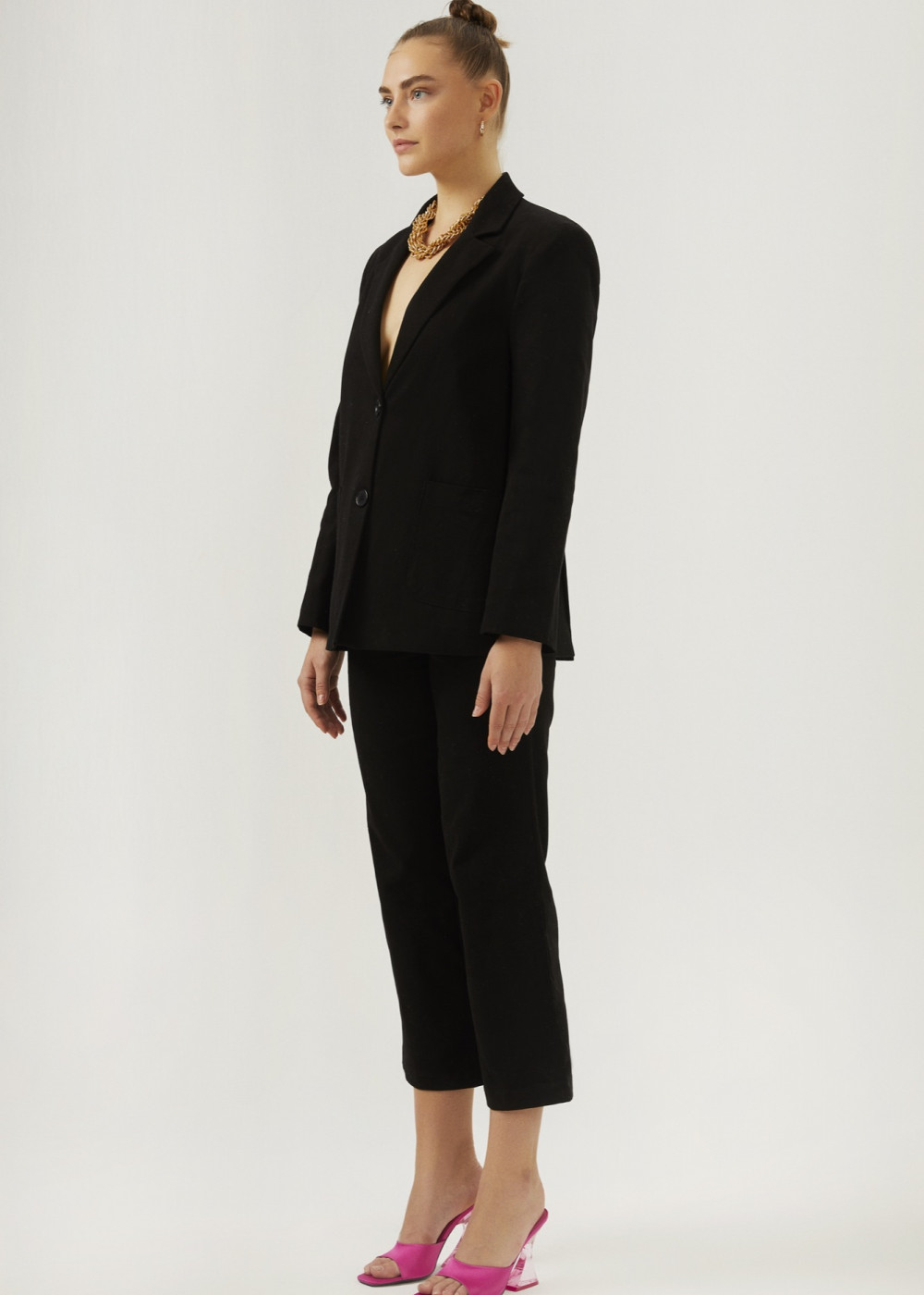 Pocket Detailed Blazer Jacket. And Button Trousers