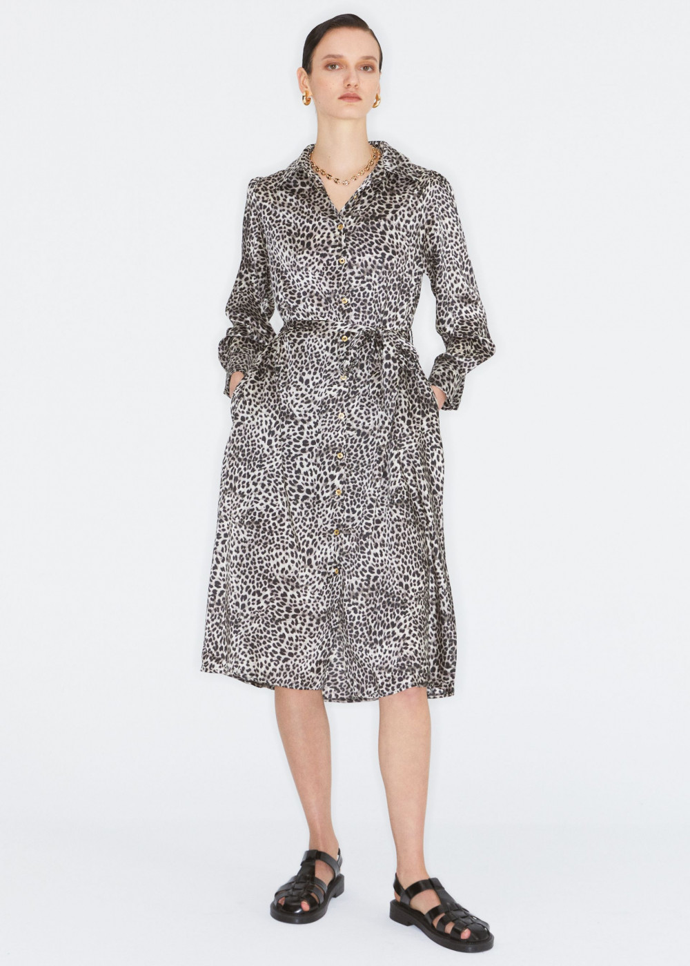 Satin Effect Animal Print Dress Satin Effect Animal Print Dress